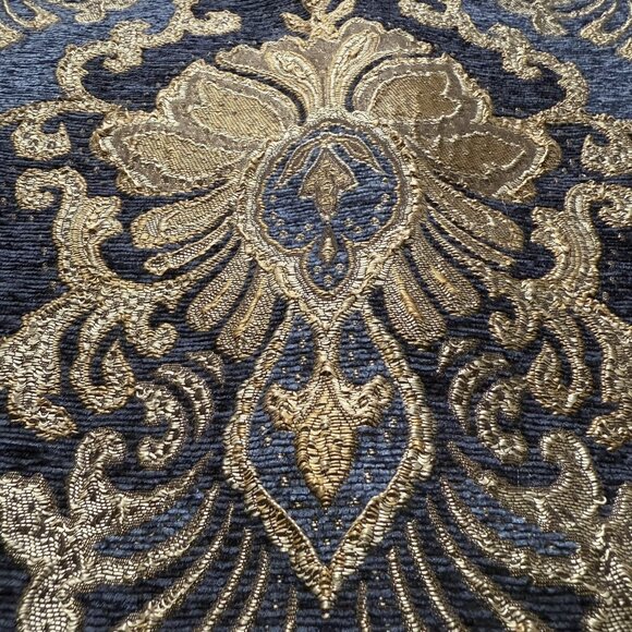 (2) Five Queens Court Woodstock Blue Gold Damask King Sham Pillowcases 35.5” - Picture 5 of 15